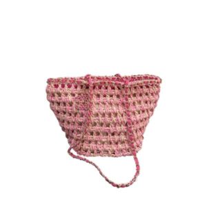 CHANEL STRAW SHOULDER BAGS PINK 27CM