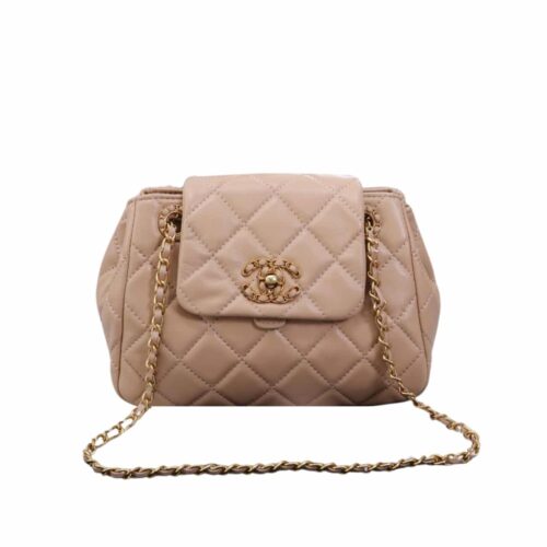 Chanel Mix Accordion Cc Flap Bag Quilted Glazed Leather Pink 23Cm