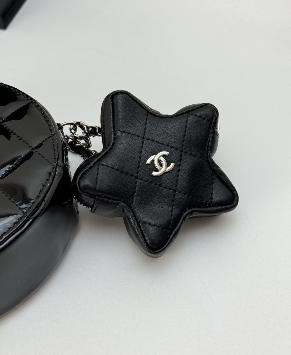 CHANEL ROUND WITH CHARM AND STAR COIN PURSE BLACK 15CM - Image 5