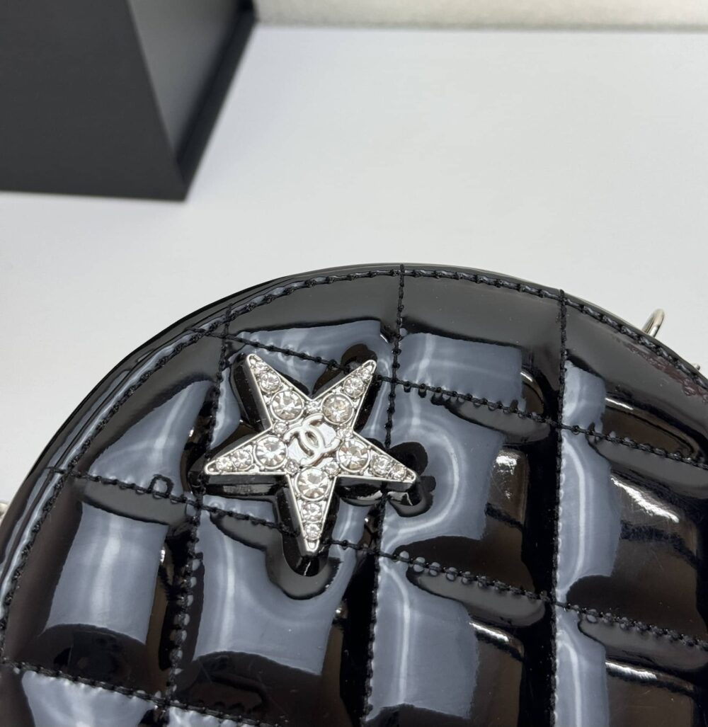 CHANEL ROUND WITH CHARM AND STAR COIN PURSE BLACK 15CM - Image 6