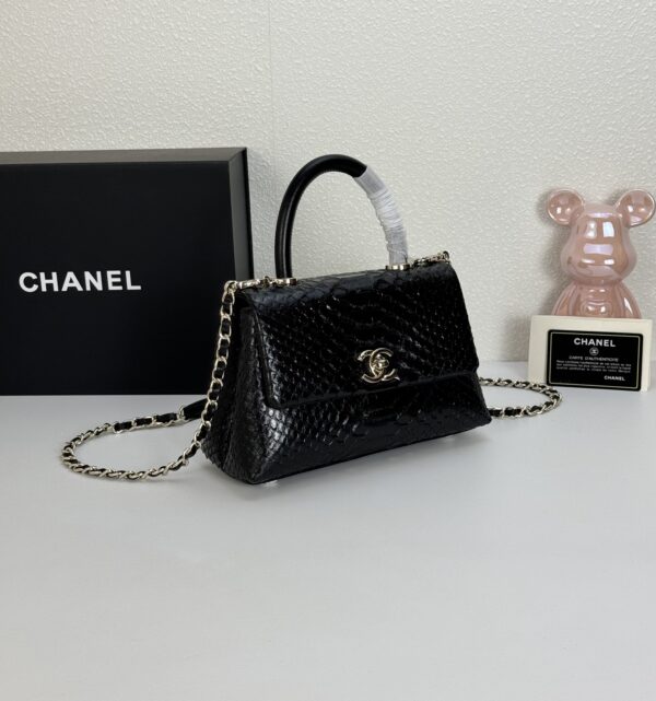 CHANEL TRENDY CC TOP HANDLE BAG PYTHON BLACK 23CM - Image 8