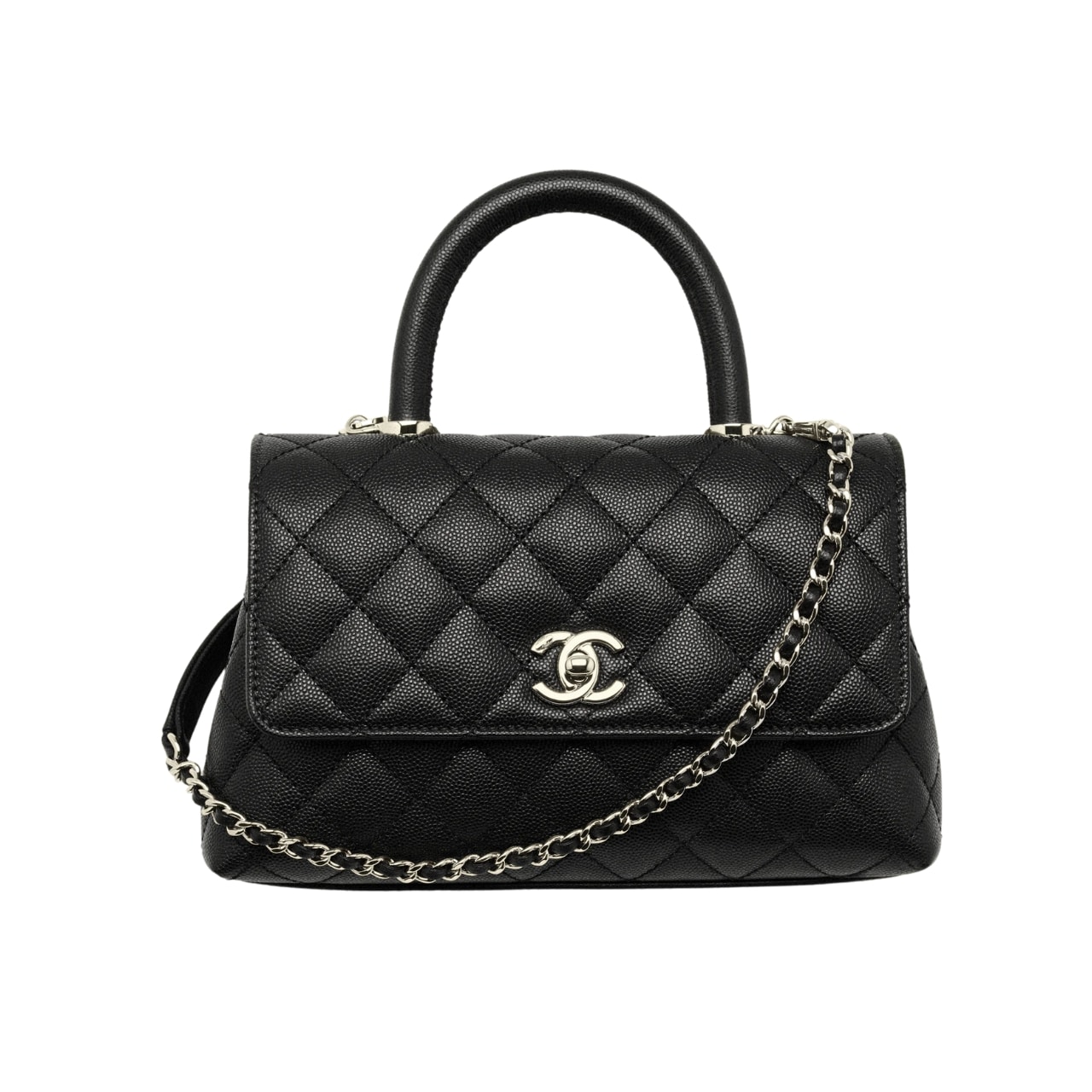 CHANEL TRENDY CC TOP HANDLE BAG PYTHON BLACK 23CM