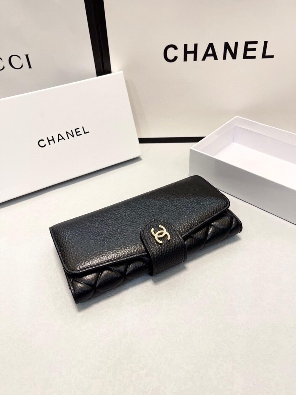 CHANEL CLASSIC LONG FLAP WALLET BLACK 19CM - Image 2