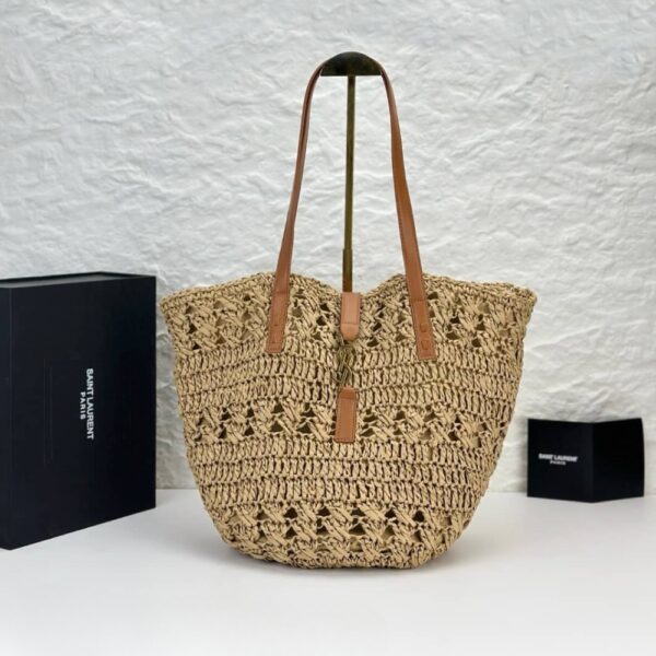 SAINT LAURENT PANIER RAFFIA NATURAL BROWN 39CM 688221 GAAAC 2080 - Image 2
