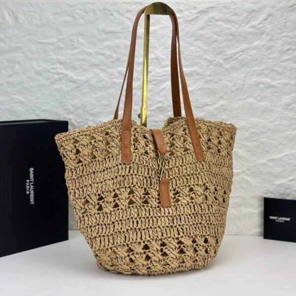 SAINT LAURENT PANIER RAFFIA NATURAL BROWN 39CM 688221 GAAAC 2080 - Image 3