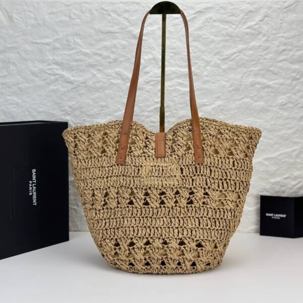 SAINT LAURENT PANIER RAFFIA NATURAL BROWN 39CM 688221 GAAAC 2080 - Image 4