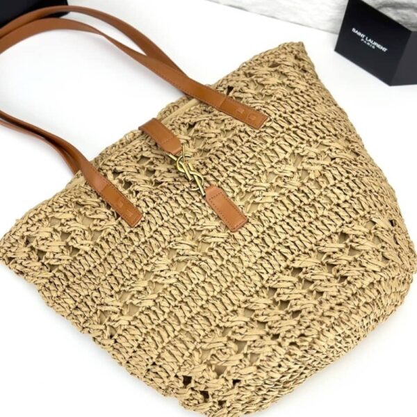 SAINT LAURENT PANIER RAFFIA NATURAL BROWN 39CM 688221 GAAAC 2080 - Image 5