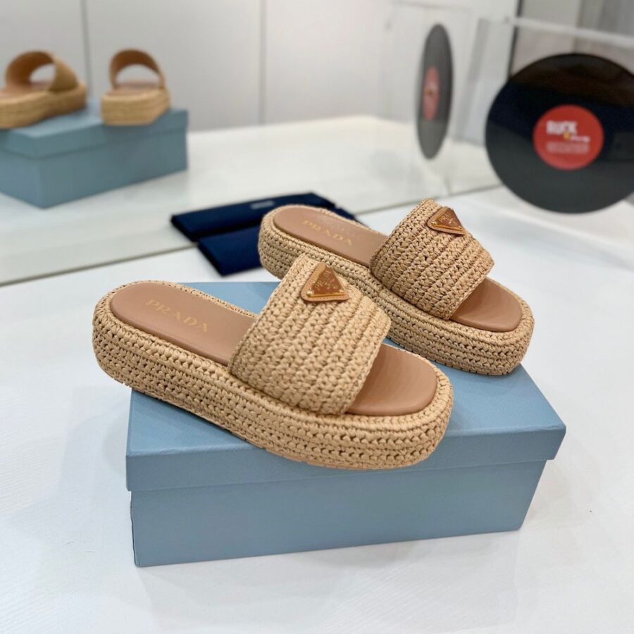 Alternative view of Prada Crochet Flatform Slides Natural 1Xz761 2C2T F0018 F 035