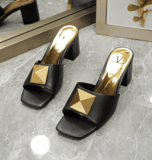 Alternative view of Valentino One Stud Slide Sandals Black 60Mm