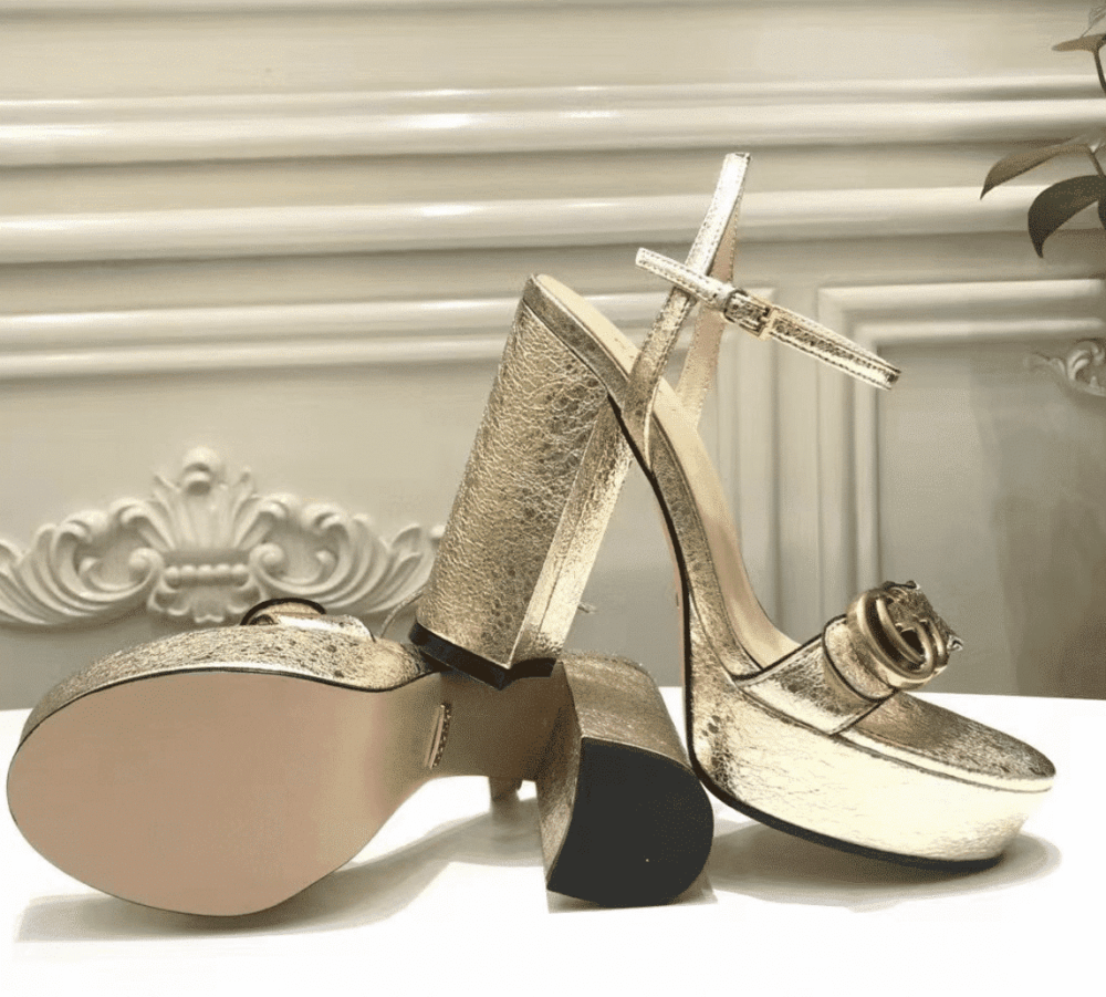 GUCCI MARMONT PLATFORM SANDAL GOLD COLOR - Image 3