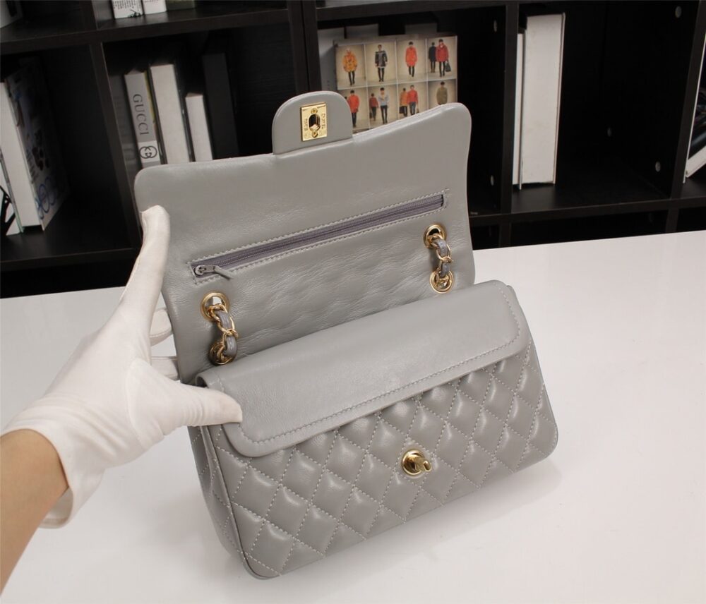CHANEL CLASSIC FLAP GRAY GOLD HARDWARE 25CM - Image 3