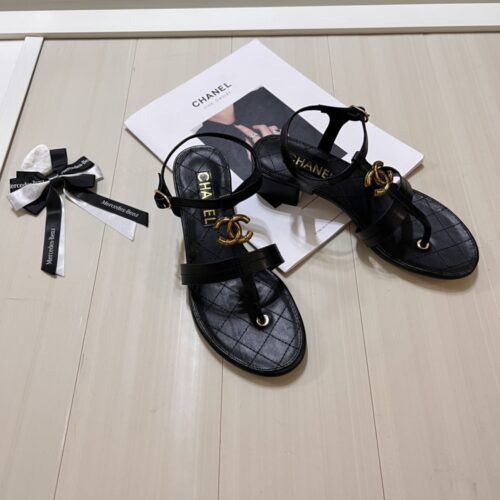 Alternative view of Chanel Sandal Open Round Toe Flip Flops Black