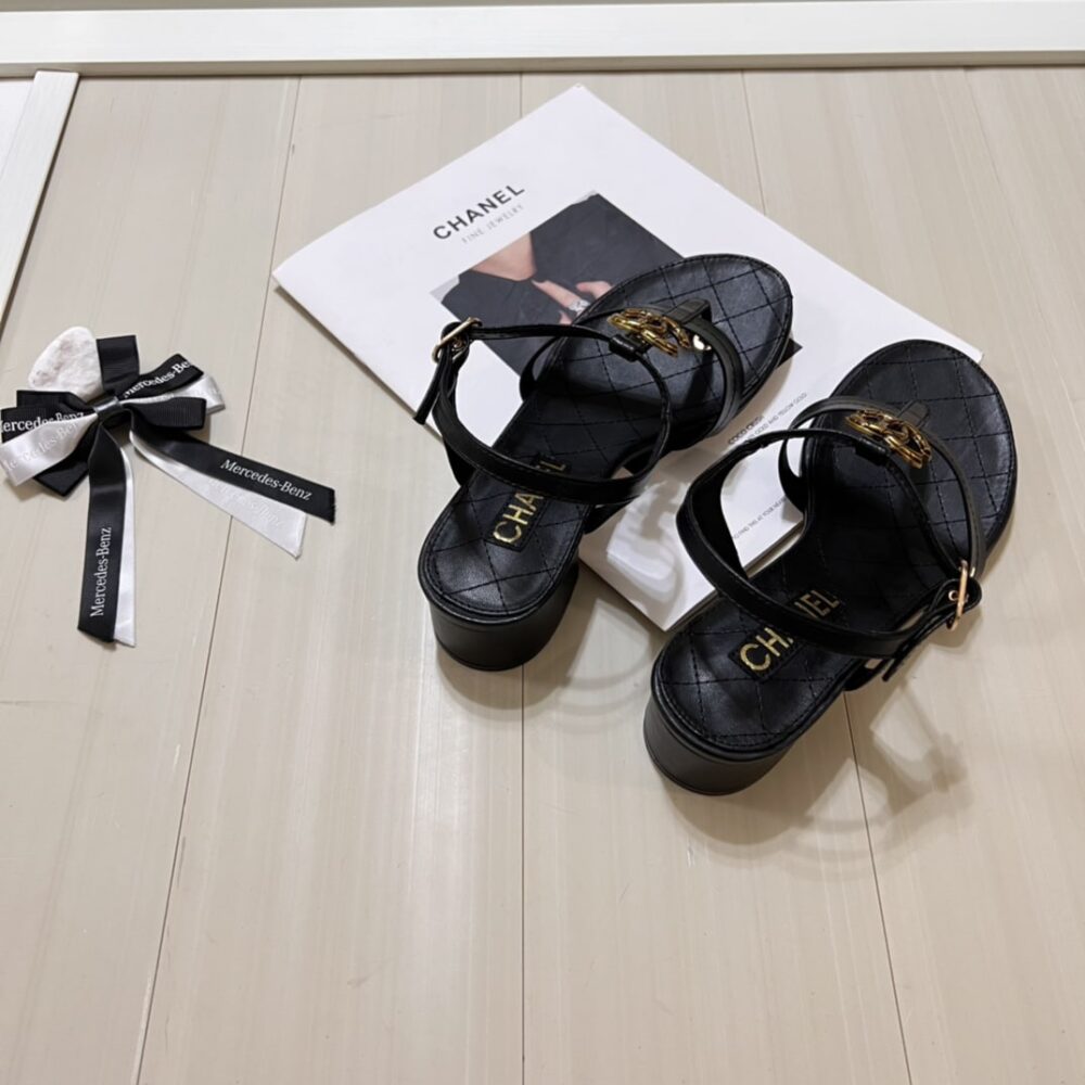 CHANEL SANDAL OPEN ROUND TOE FLIP FLOPS BLACK - Image 3