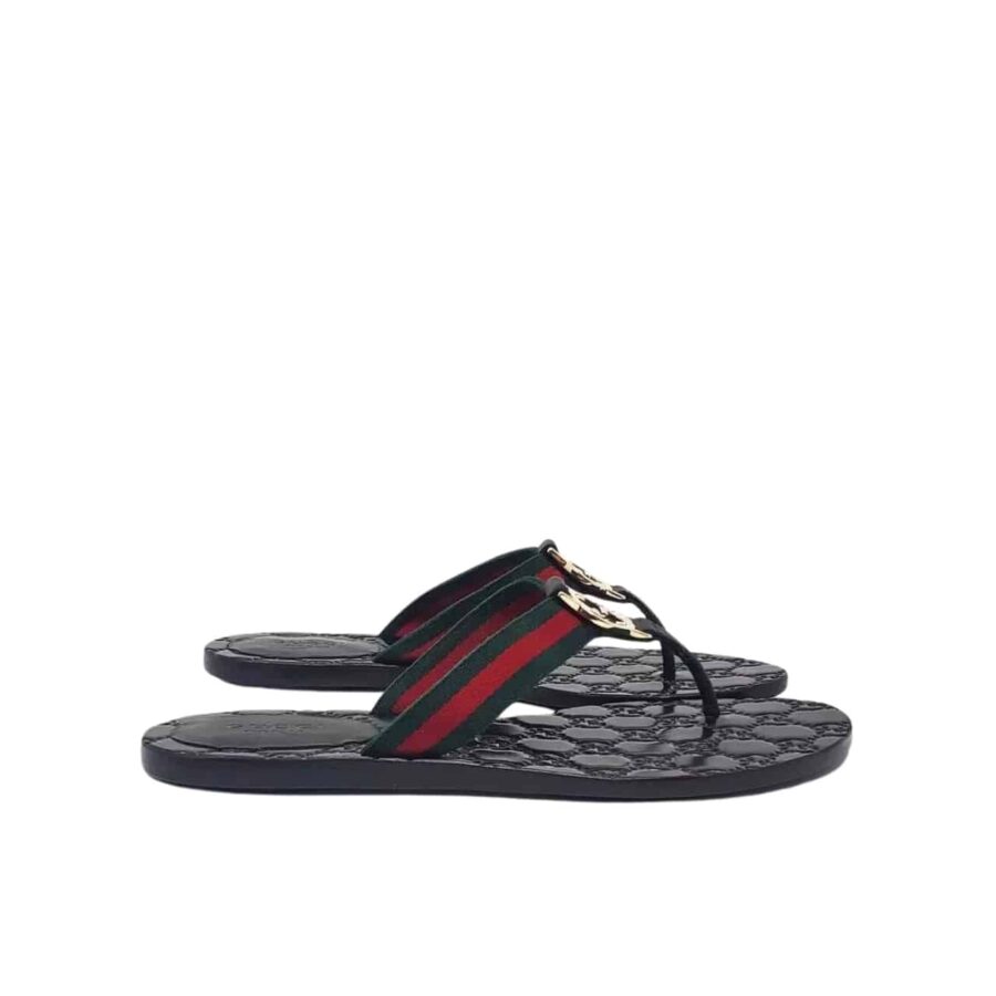 GUCCI DOUBLE G THONG LEATHER GREEN AND RED