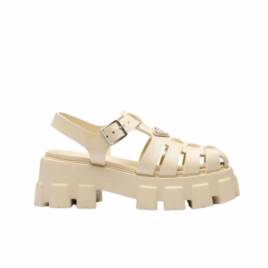 PRADA RUBBER MONOLITH SANDALS QUARTZ 1X853M 3LKK F0482 F DD55