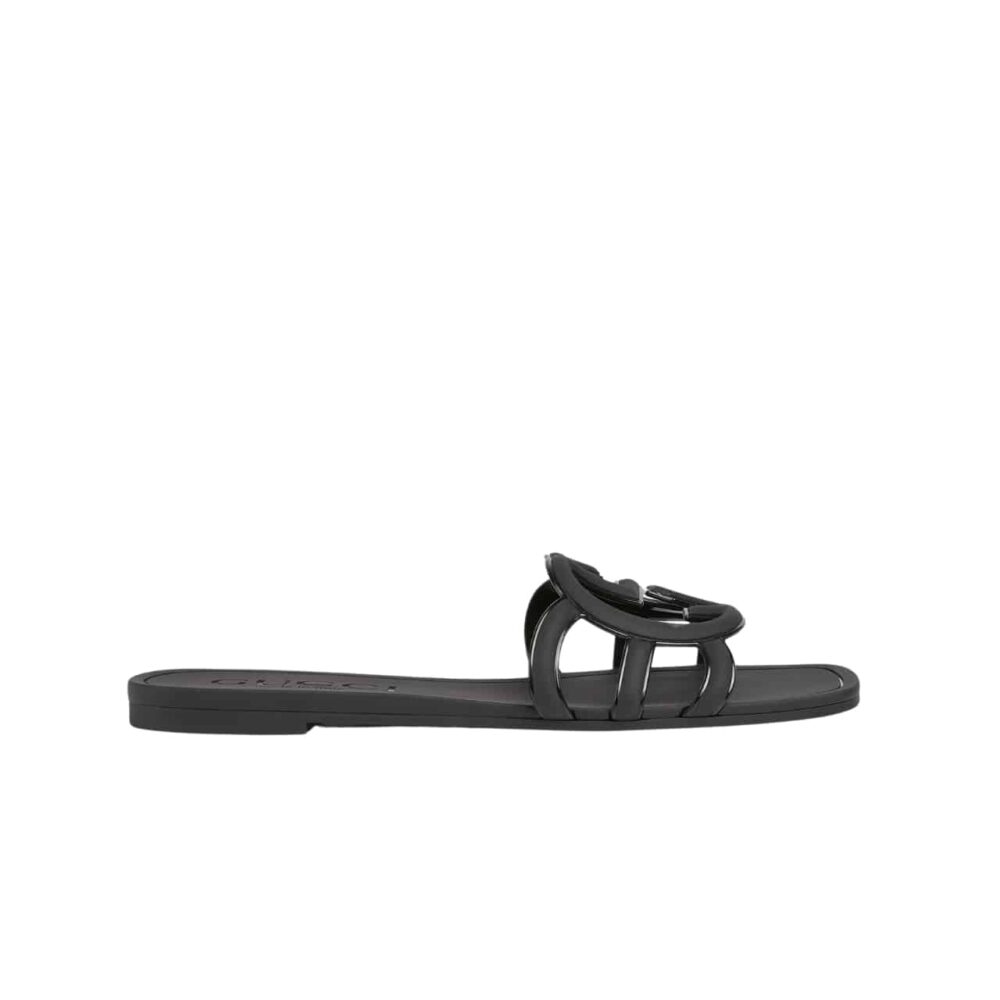 GUCCI WOMEN'S INTERLOCKING G SLIDE SANDAL BLACK ‎780307 J8700 1000