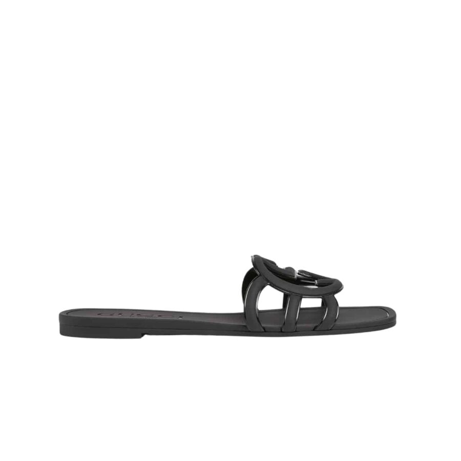 GUCCI WOMEN'S INTERLOCKING G SLIDE SANDAL BLACK ‎780307 J8700 1000