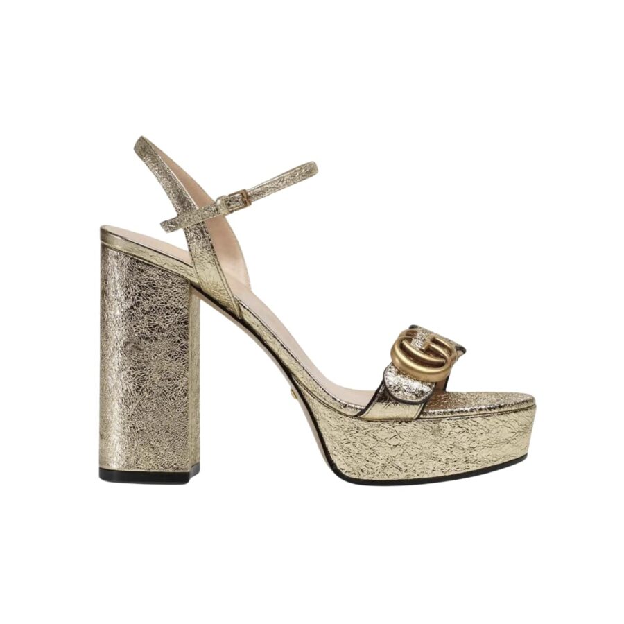 GUCCI MARMONT PLATFORM SANDAL GOLD COLOR
