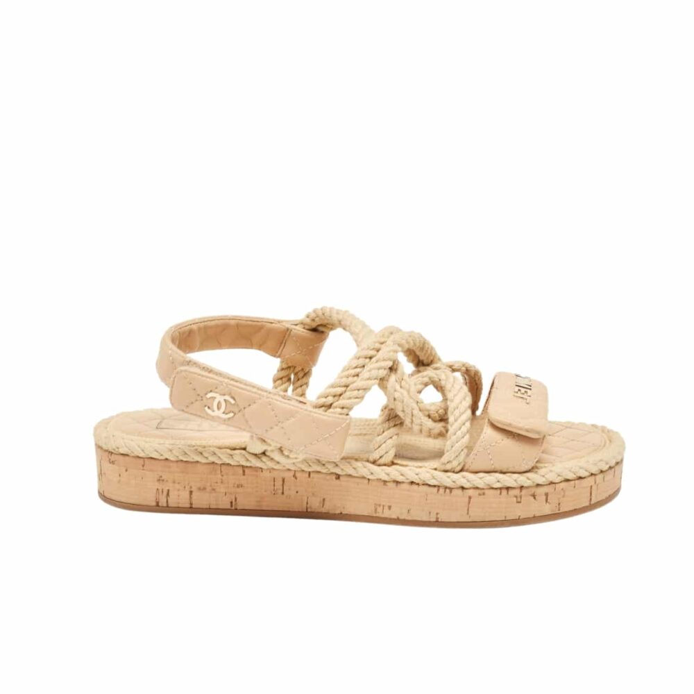 CHANEL ROPE SANDALS STRAP BIEGE