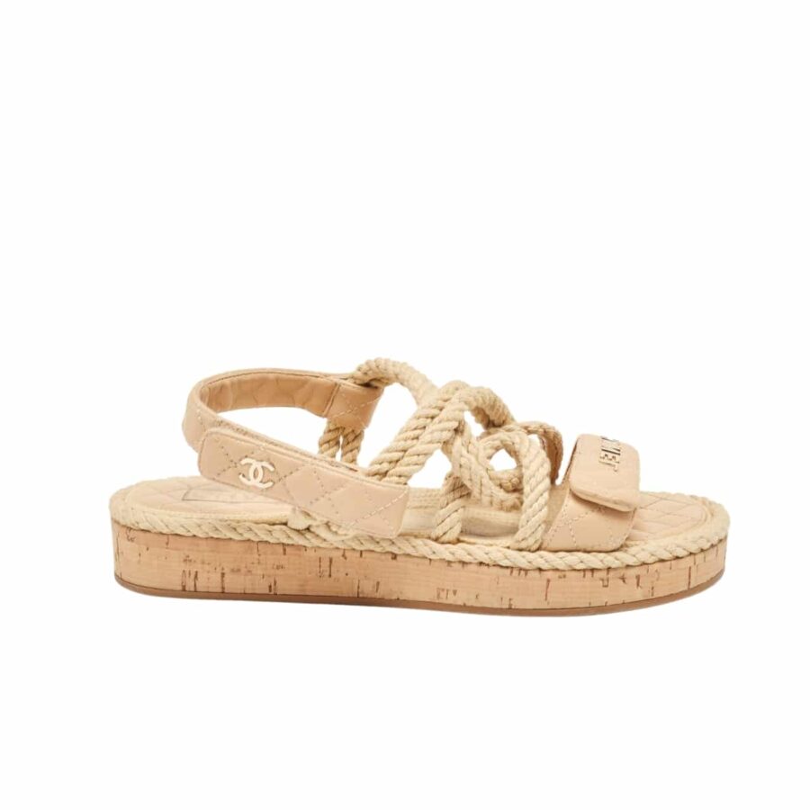 CHANEL ROPE SANDALS STRAP BIEGE