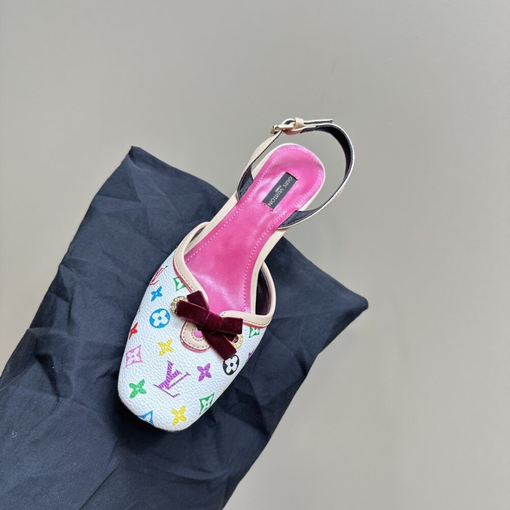 LOUIS VUITTON KITTEN HEELS SLINGBACK MULTICOLOR WHITE - Image 3