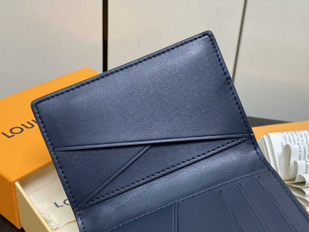 LOUIS VUITTON POCKET ORGANIZER MONOGRAM LEATHER NAVY BLUE 7CM M83378 - Image 4
