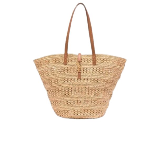 SAINT LAURENT PANIER RAFFIA NATURAL BROWN 39CM 688221 GAAAC 2080