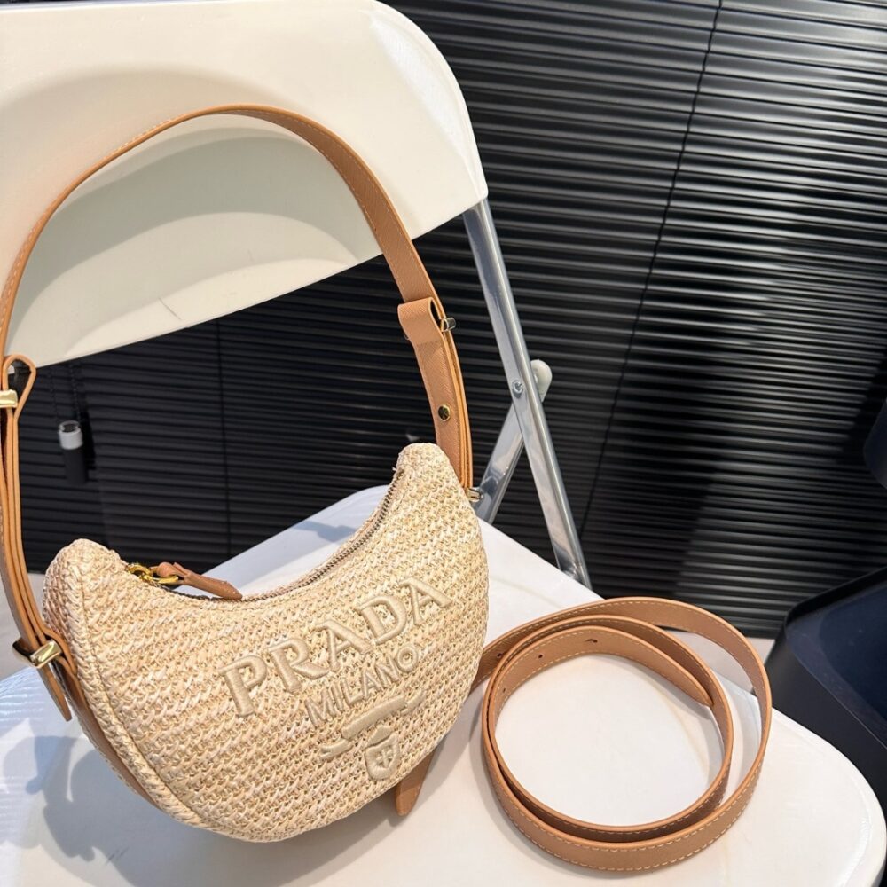 PRADA ARQUÉ CROCHET SHOULDER BAG NATURAL 22CM 1BC194 2M2T F0018 V OUO - Image 2