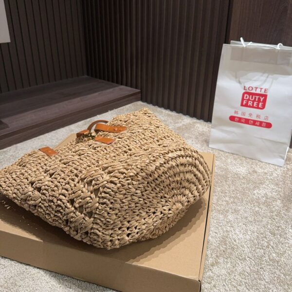 SAINT LAURENT PANIER RAFFIA NATURAL BROWN 39CM 688221 GAAAC 2080 - Image 3