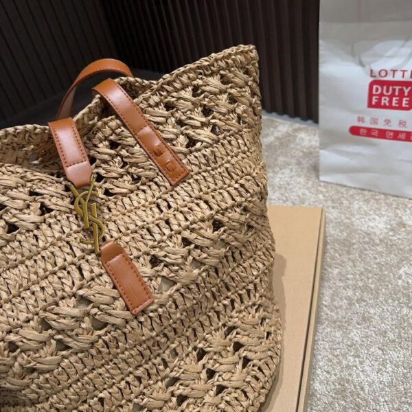 SAINT LAURENT PANIER RAFFIA NATURAL BROWN 39CM 688221 GAAAC 2080 - Image 6