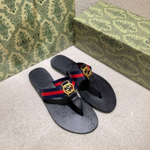 Alternative view of Gucci Double G Thong Leather Navy Blue 0B7N0 7100