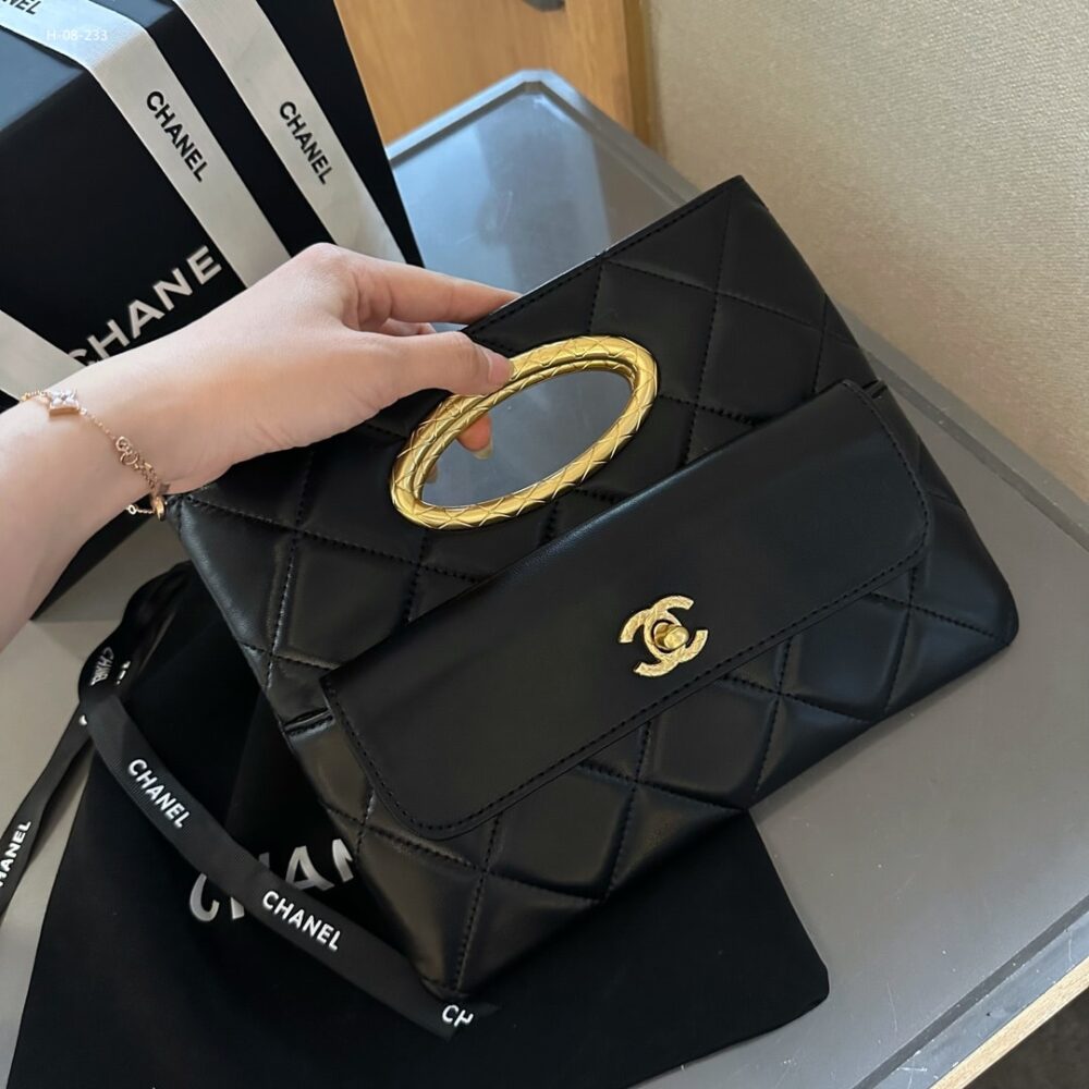 CHANEL CLUTCH AND GOLD PLATED METAL IN BLACK 25CM AS5038 B17663 94305 - Image 7