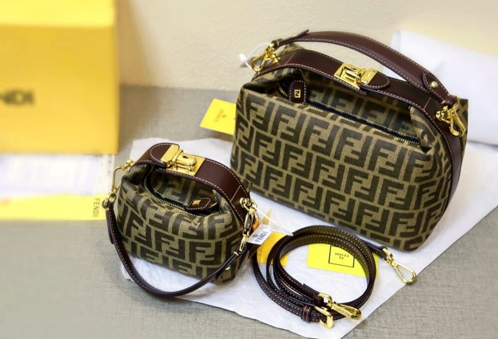 FENDI ZUCCA JACQUARD MINI POUCH BAG BROWN 27CM - Image 8