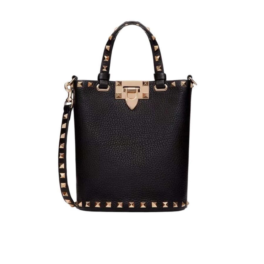 VALENTINO ROCKSTUD CROSSBODY POUCH IN GRAINY LEATHER BLACK 16CM 5W2P0W31VSH 0NO
