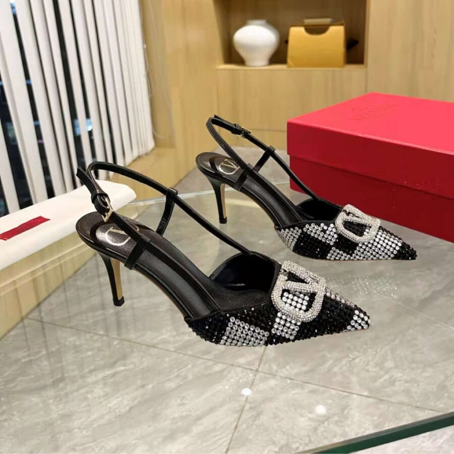 Alternative view of Valentino Vlogo Signature Slingback Pump Strap Crystal Black 3W0S0R01EWK ZRN