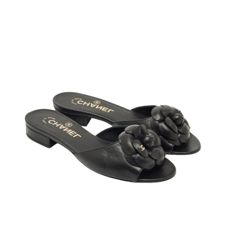 Chanel CC Mules With Camellia In Black G45499 X01000 94305