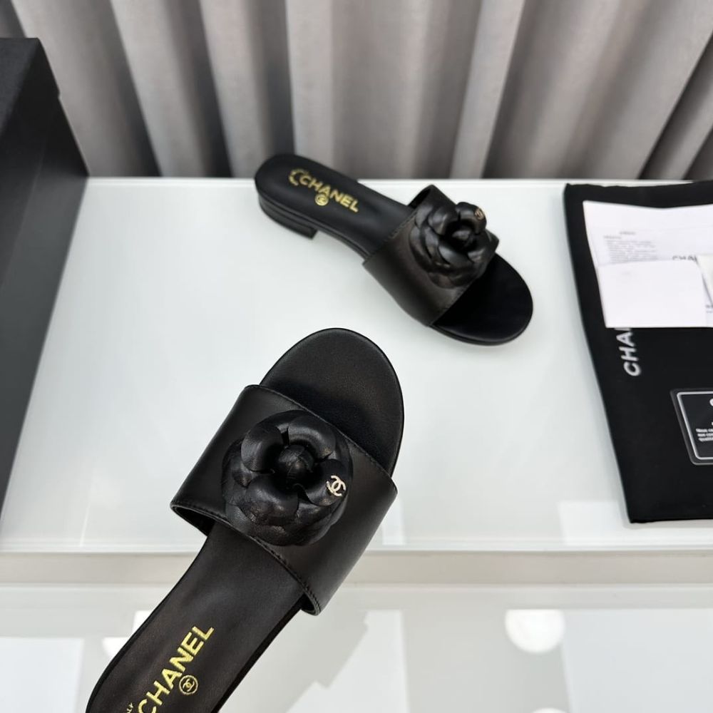 Chanel CC Mules With Camellia In Black G45499 X01000 94305 - Image 6