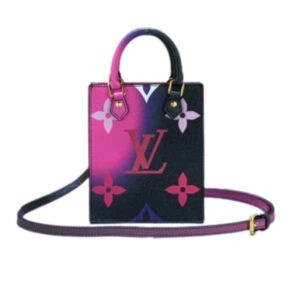 LOUIS VUITTON PETIT SAC PLAT MONOGRAM BLACK AND PINK 17CM