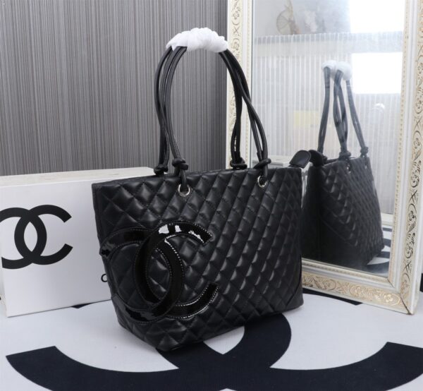 CHANEL LEATHER QUILTED LARGE CAMBON TOTE BLACK 41CM - Image 8