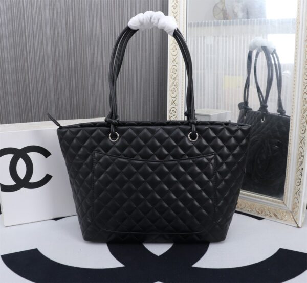 CHANEL LEATHER QUILTED LARGE CAMBON TOTE BLACK 41CM - Image 9