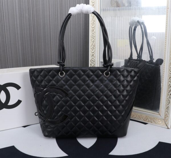 CHANEL LEATHER QUILTED LARGE CAMBON TOTE BLACK 41CM - Image 10