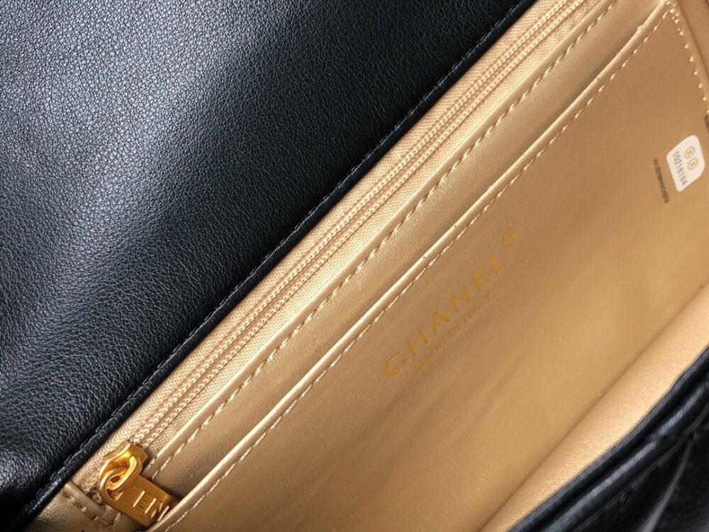 CHANEL FLAP BAG MINI CC RECTANGULAR PEARL CRUSH GOLD BLACK 20CM AS1787 B18602 94305 - Image 4