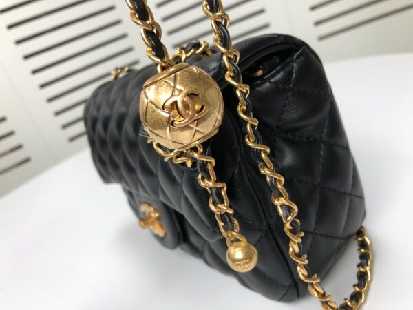 CHANEL QUILTED MINI CC RECTANGULAR PEARL CRUSH FLAP BAG BLACK 20CM - Image 6