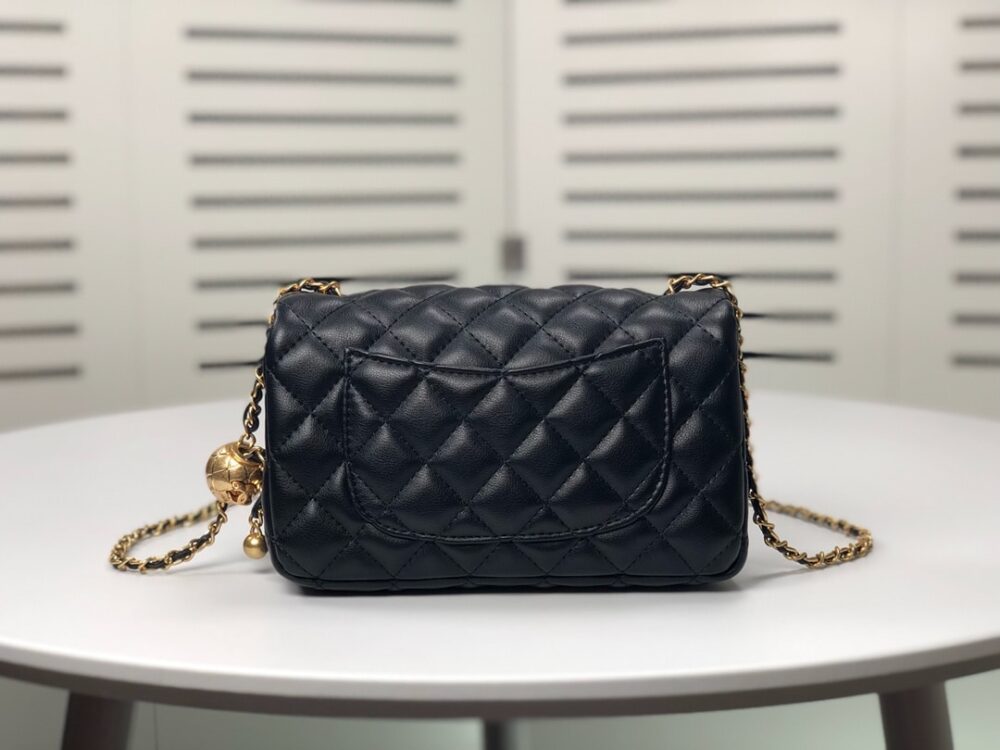 CHANEL FLAP BAG MINI CC RECTANGULAR PEARL CRUSH GOLD BLACK 20CM AS1787 B18602 94305 - Image 7