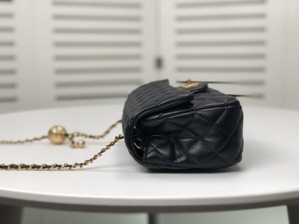 CHANEL QUILTED MINI CC RECTANGULAR PEARL CRUSH FLAP BAG BLACK 20CM - Image 10