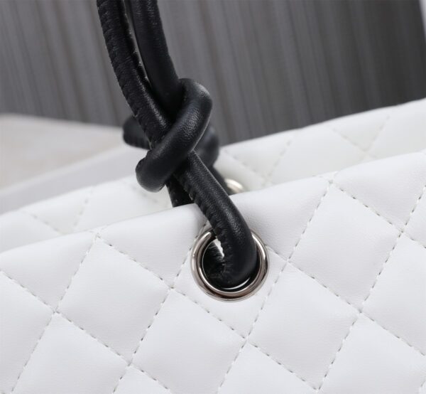 CHANEL LEATHER QUILTED LARGE CAMBON TOTE BLACK WHITE 41CM - Image 3