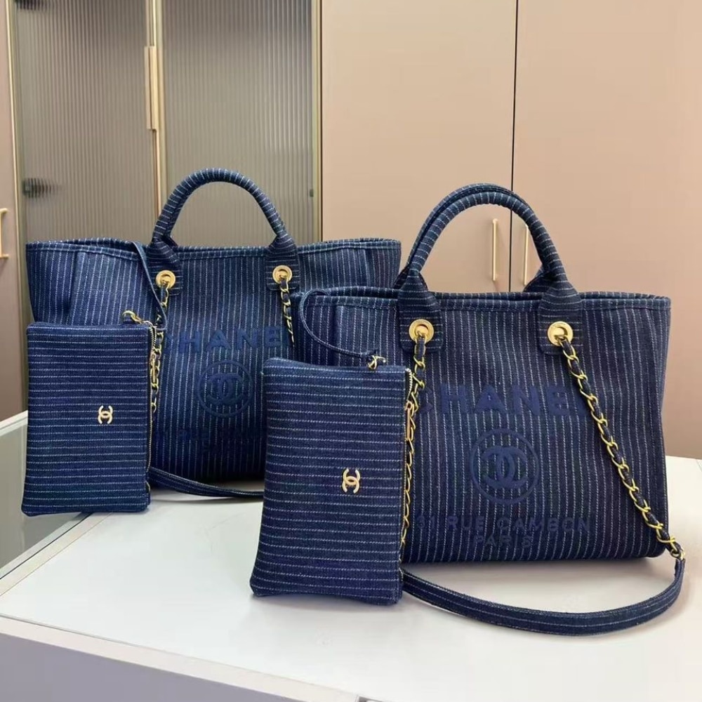 CHANEL SHOPPING BAG DARK BLUE 33CM AS3351 B17399 NZB99 - Image 2