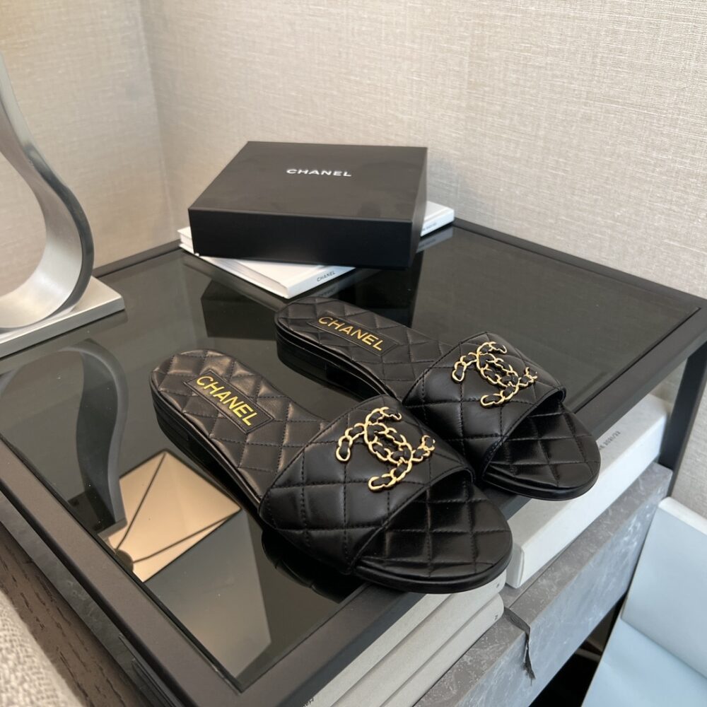 CHANEL 23P QUILTED CC CHAIN MULE SANDAL BLACK G39954 X56940 94305 - Image 7