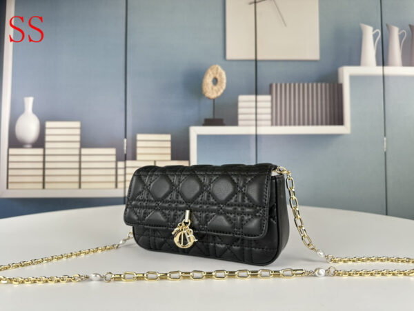 DIOR LADY DIOR PHONE POUCH BLACK 19CM S0977ONMJM900 - Image 3