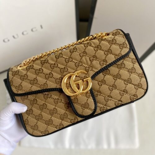 Alternative view of Gucci Gg Marmont Shoulder Bag Beige Black 26Cm 443497 Hvkeg 9772